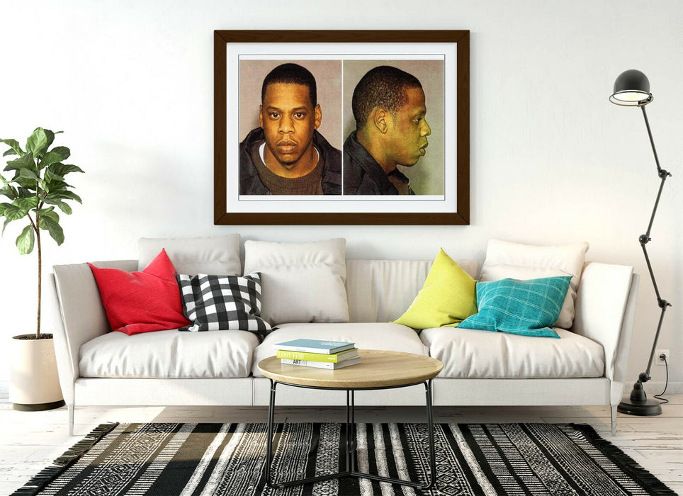 JAY Z MUGSHOT -ART FRAMED POSTER PICTURE PRINT ARTWORK- GREY BLACK