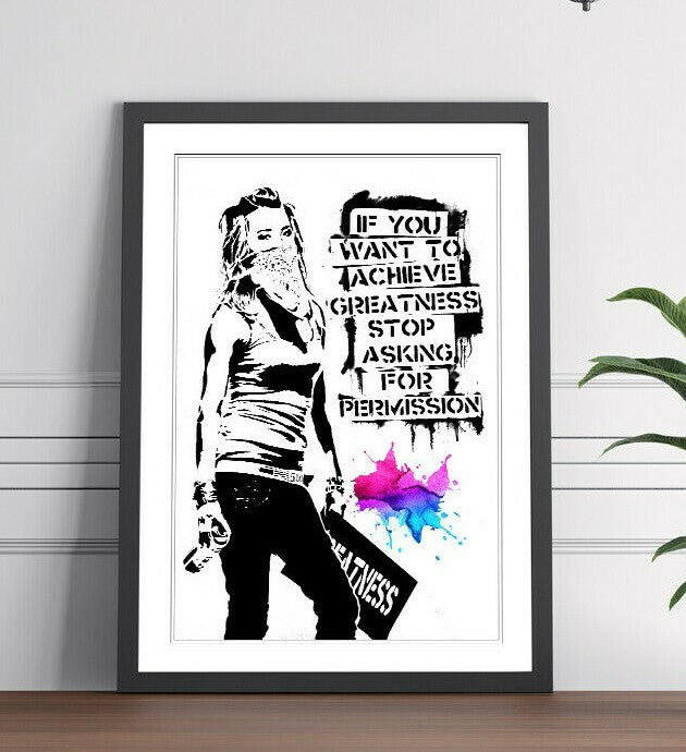 Banksy Framed Poster – Urban Art Decoration | Matte Paper Print | 4 Sizes