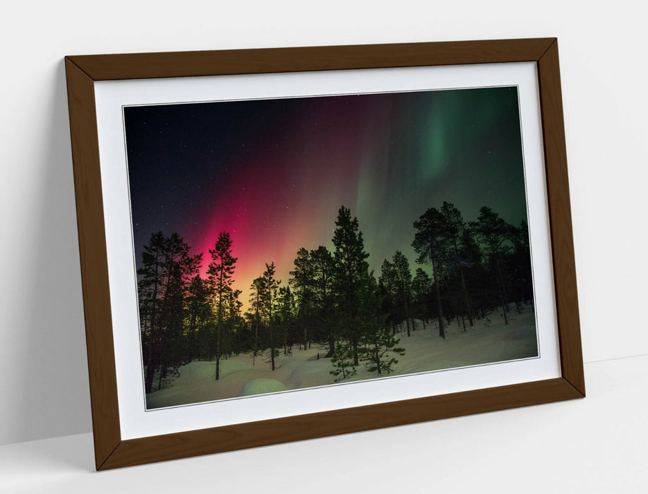 Framed Poster Wall Art - Pink Green Yellow Poster Print With Faux Wood Frame