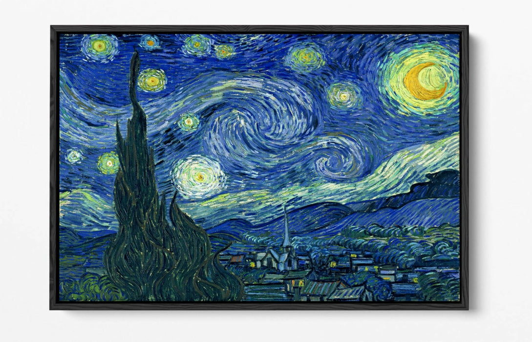 VAN GOGH STARRY NIGHT -FLOAT EFFECT CANVAS WALL ART PIC PRINT- YELLOW