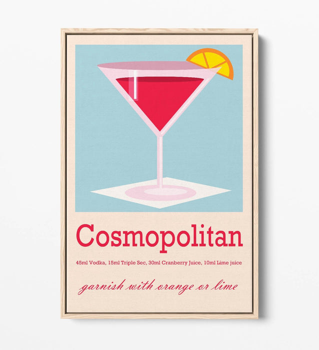 Cosmopolitan Cocktail Poster – Float Effect Canvas Wall Art, Ready To Hang
