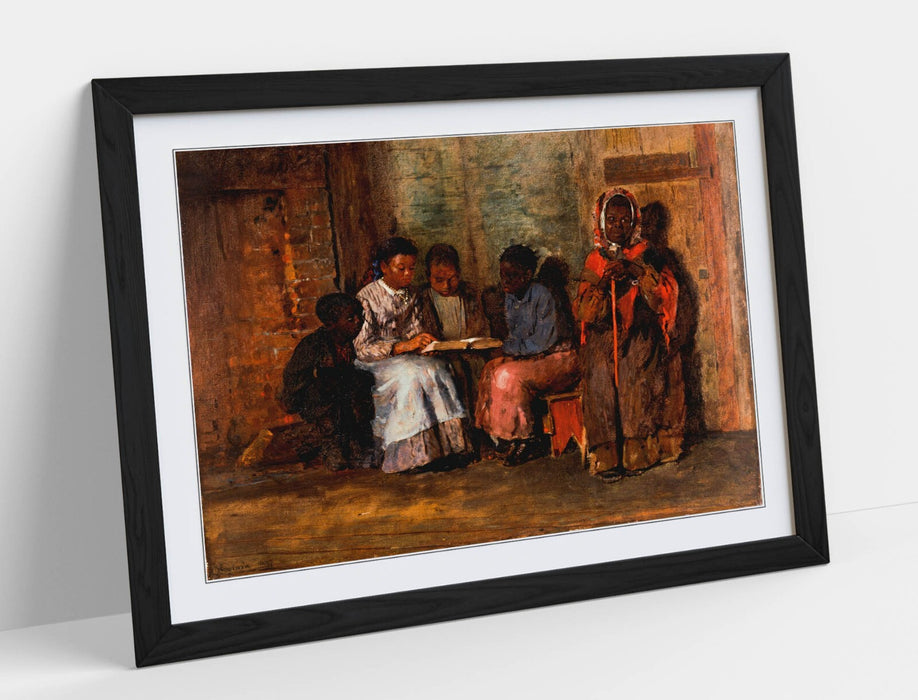 Framed Wall Art – Winslow Homer Sunday Morning Virginia Poster Print with Wood Grain Frame
