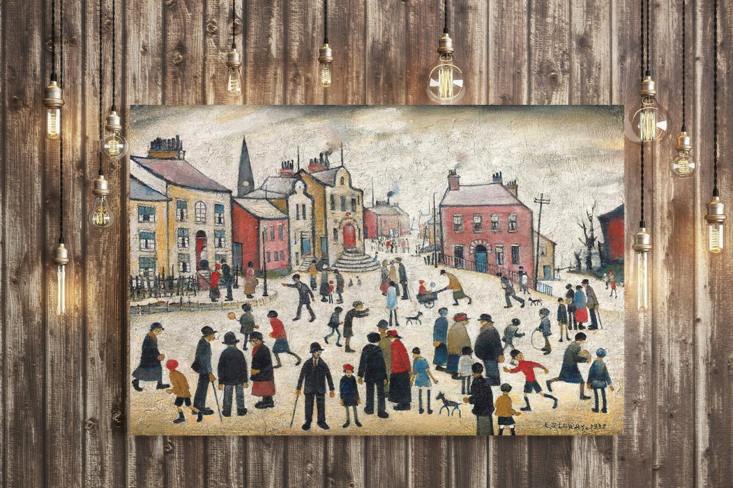 People Standing About CANVAS WALL ART PRINT ARTWORK PAINTING LS Lowry style