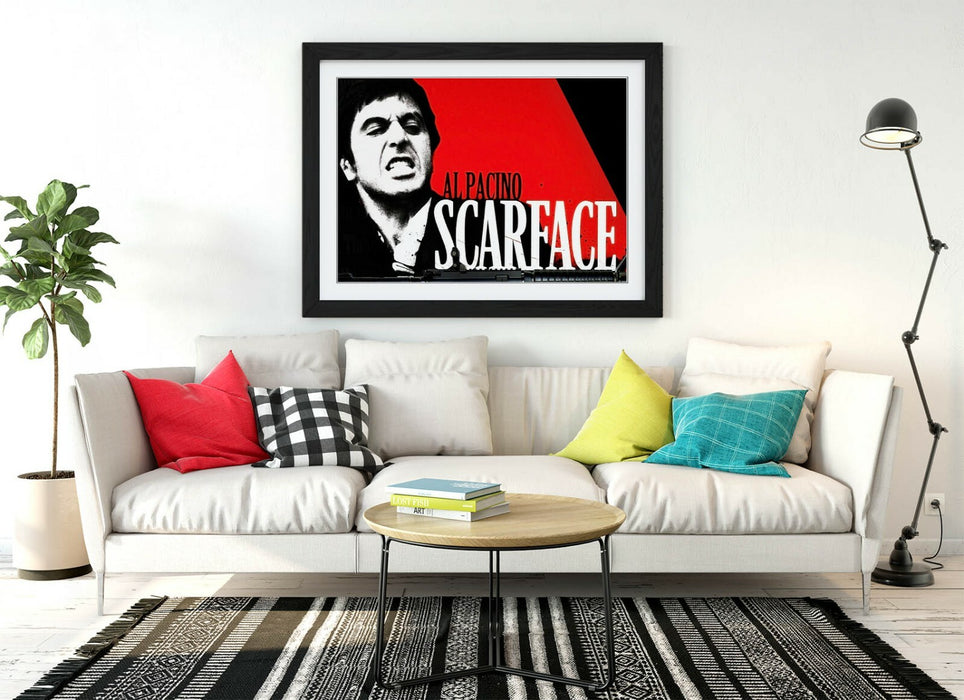 Framed Art Poster – Scarface Movie Art Red Black Artwork | Handmade Print