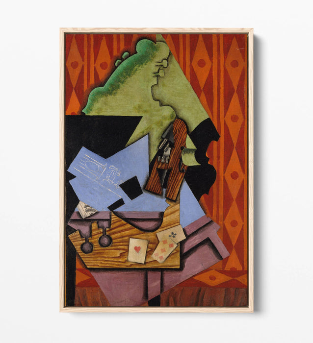 JUAN GRIS, VIOLIN AND PLAYING CARDS -FLOAT EFFECT CANVAS WALL ART PRINT