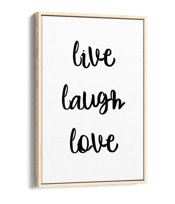 "LIVE LAUGH LOVE" HAPPY INSPIRATIONAL QUOTE HOME -FLOAT EFFECT CANVAS ART PRINT