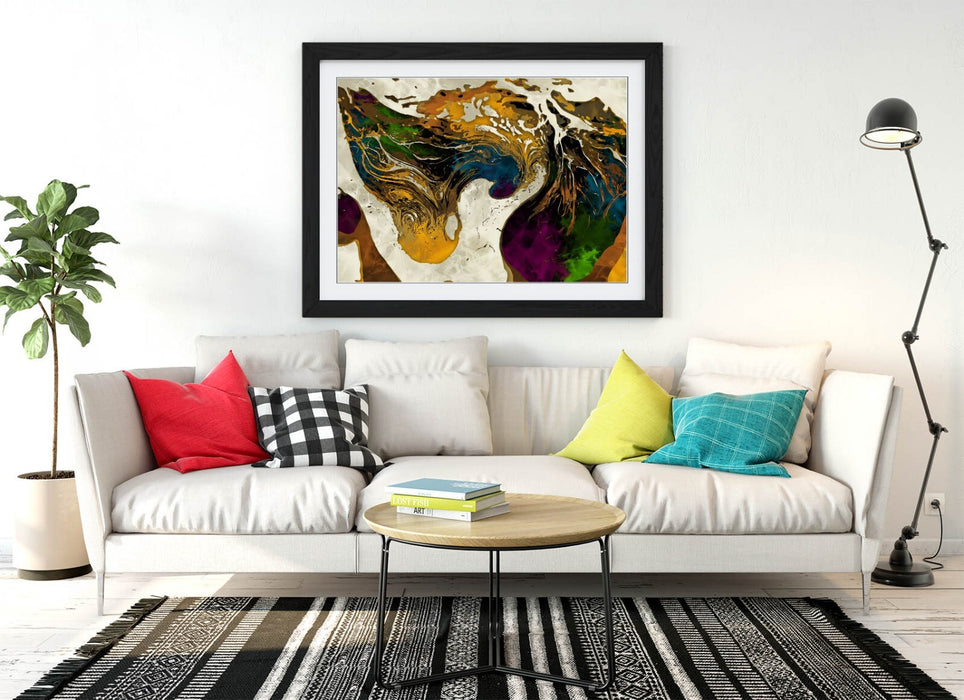 Abstract Swirl Art - Framed Wall Art With Wood Grain Frame | Bedroom Decor Prints