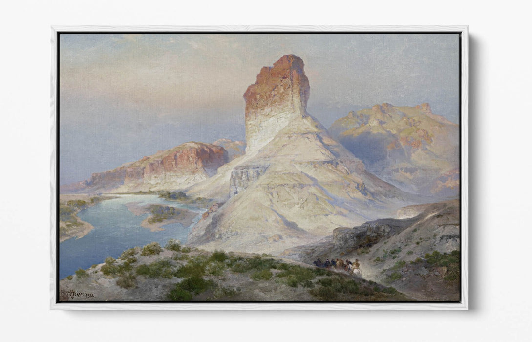 THOMAS MORAN, THE CASTLE ROCK GREEN RIVER-FLOAT EFFECT CANVAS WALL ART PIC PRINT