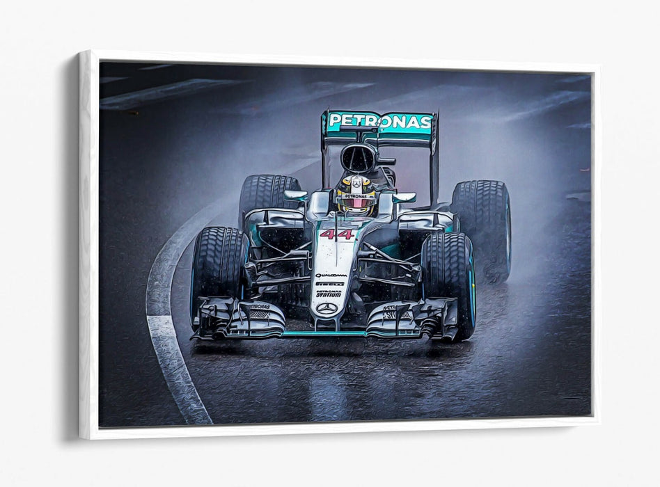 Lewis Hamilton Canvas Art – Mercedes F1 Float Effect Wall Art With Premium Varnish Finish