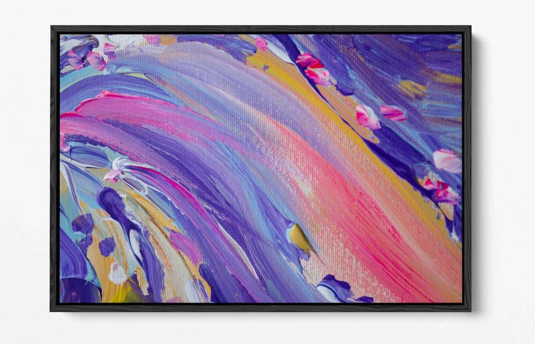 Canvas Wall Art - Abstract Purple Pink Decor | Float Effect, Ready To Hang