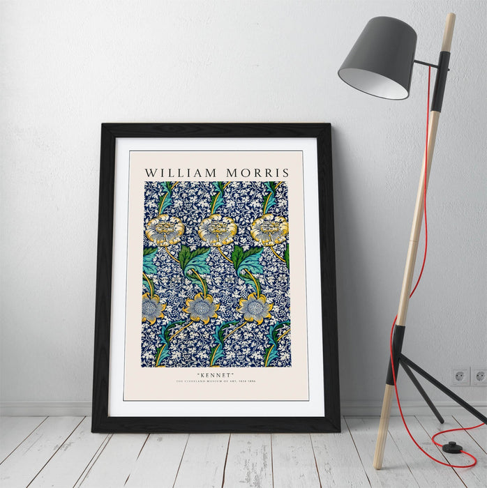 Framed Wall Art - William Morris 'Kennet' Plant Decor Poster Print With Wood Grain Frame