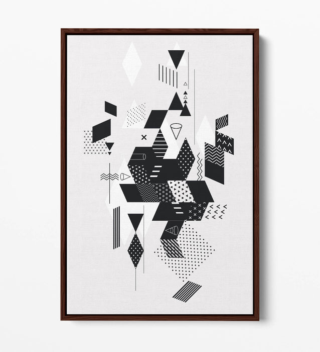 Canvas Wall Art - Abstract Black White Decor | Float Effect Canvas Print