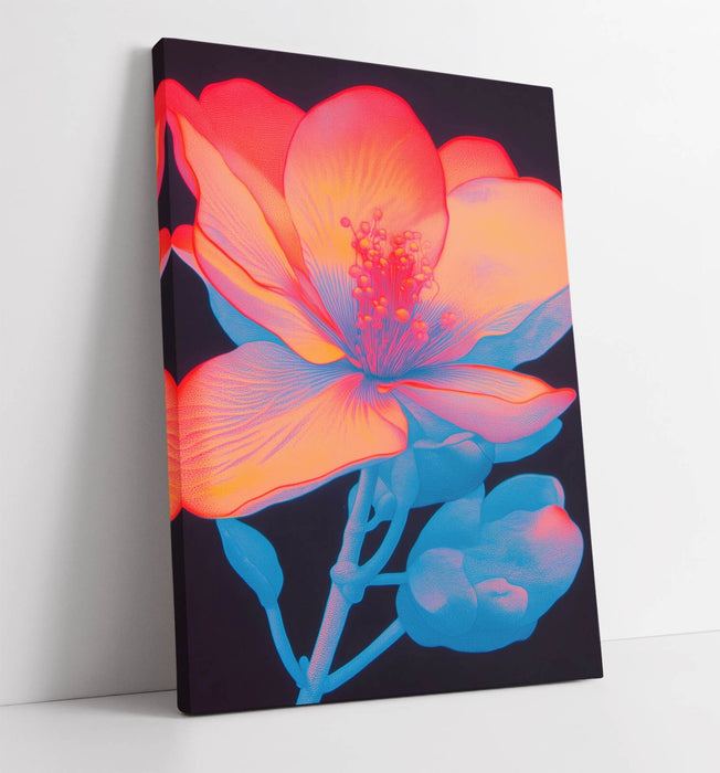 Canvas Wall Art – Handmade Blue Red Flower Print | Contemporary Wall Decor