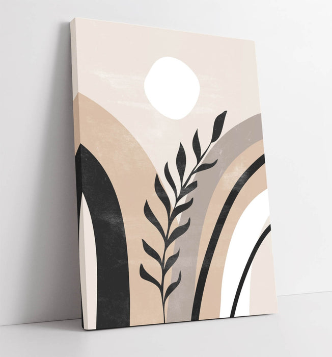 Boho Canvas Wall Art - Abstract Minimalist Bedroom Art With Premium Varnish Finish
