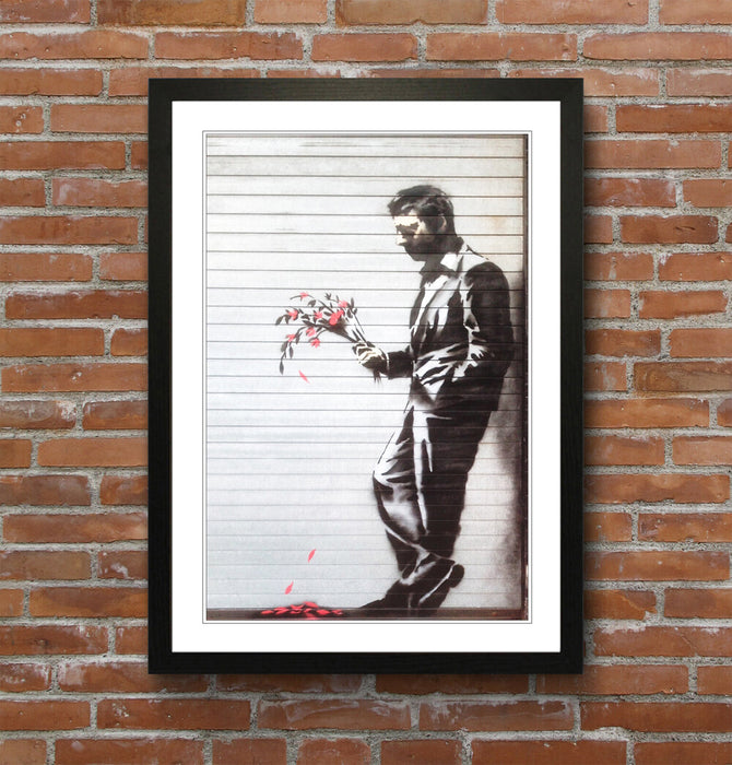 Banksy Framed Poster – Handmade UK Poster With Archival Ink Print & Woodgrain Frame