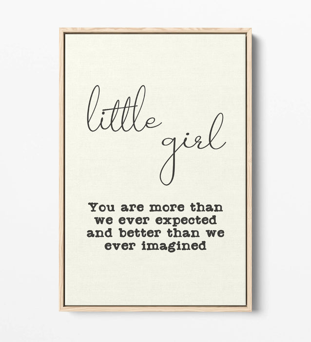 "LITTLE GIRL" NURSERY BABY ROOM QUOTE SLOGAN -FLOAT EFFECT CANVAS WALL ART PRINT