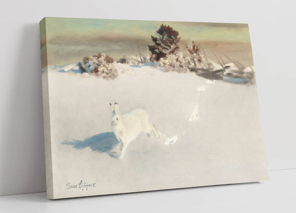 Canvas Wall Art - Bruno Liljefors Winter Hare Painting on Handmade Canvas Print