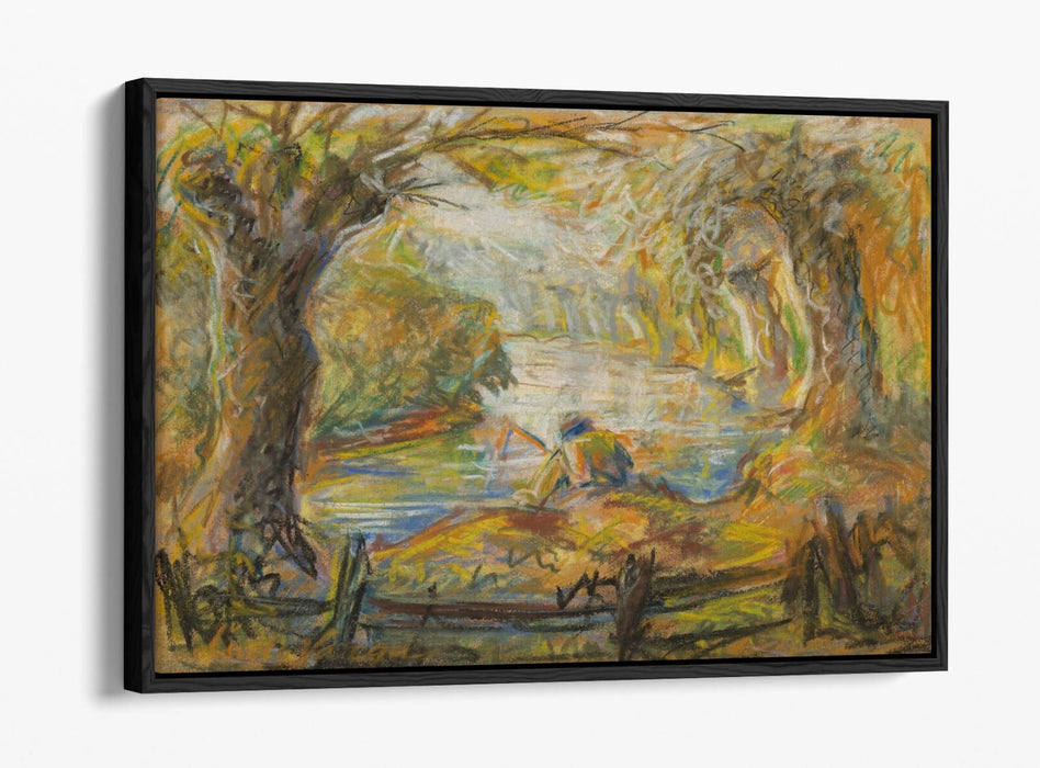 Canvas Wall Art - Ludovit Varga River Landscape Print With Float Effect Frame