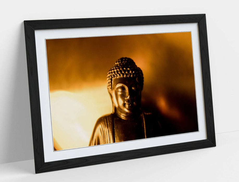 Gold Buddha Statue - Framed Wall Art Print With Handmade UK Frame & Archival Grade Print