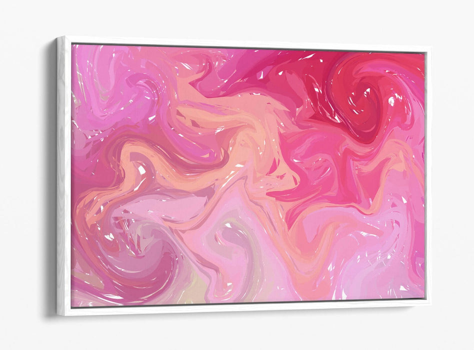 Canvas Wall Art - Pink Ombre Decor With Float Effect & Swirl Texture Print