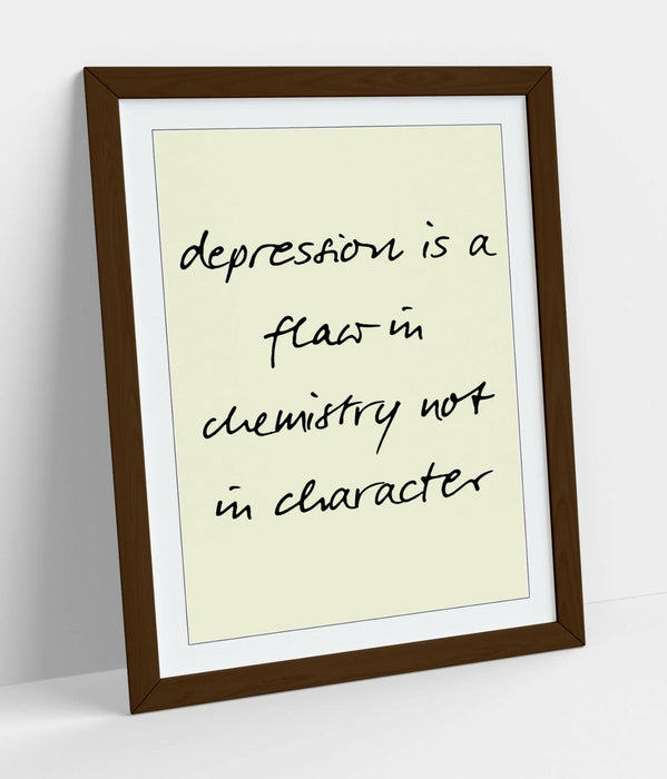"DEPRESSION IS NOT A FLAW" POSITIVITY QUOTE -FRAMED WALL ART PICTURE PRINT