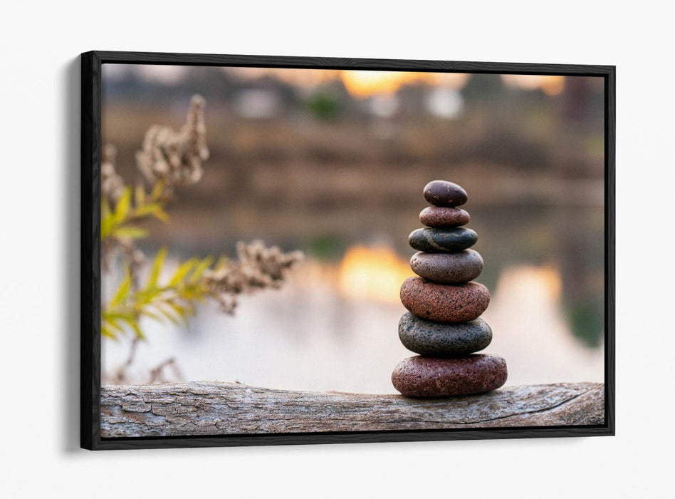 Zen Stones Canvas - Float Effect Canvas Wall Art With Stacked Stones Decor