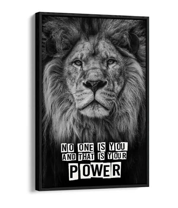 LION HEAD QUOTE FLOAT EFFECT CANVAS WALL ART PIC PRINT GRAFFITI- BLACK GREY