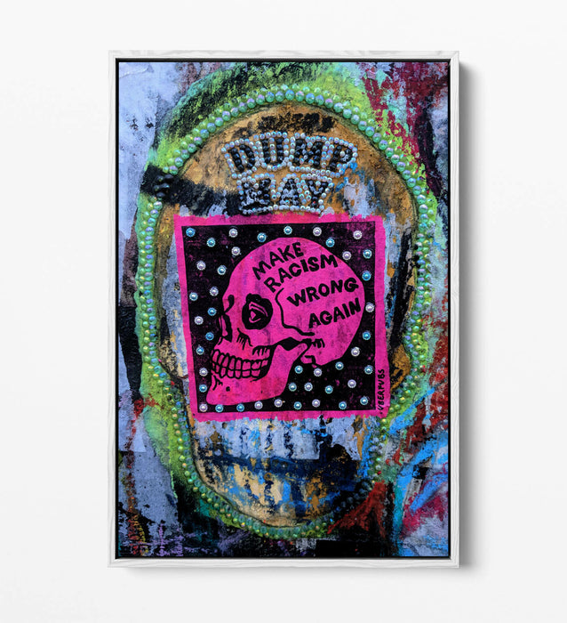 ANTI RACISM EAST LONDON GRAFFITI -FLOAT EFFECT CANVAS WALL ART PIC PRINT- PINK