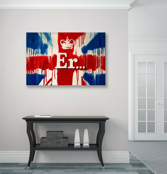 BANKSY  ER SORRY STREET ARTWORK CANVAS GRAFFITI WALL ART 30MM DEEP FRAMED PRINT