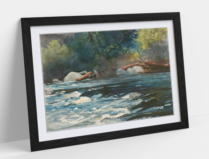 Framed Wall Art - Winslow Homer Hudson River Painting | Handmade Woodgrain Frame