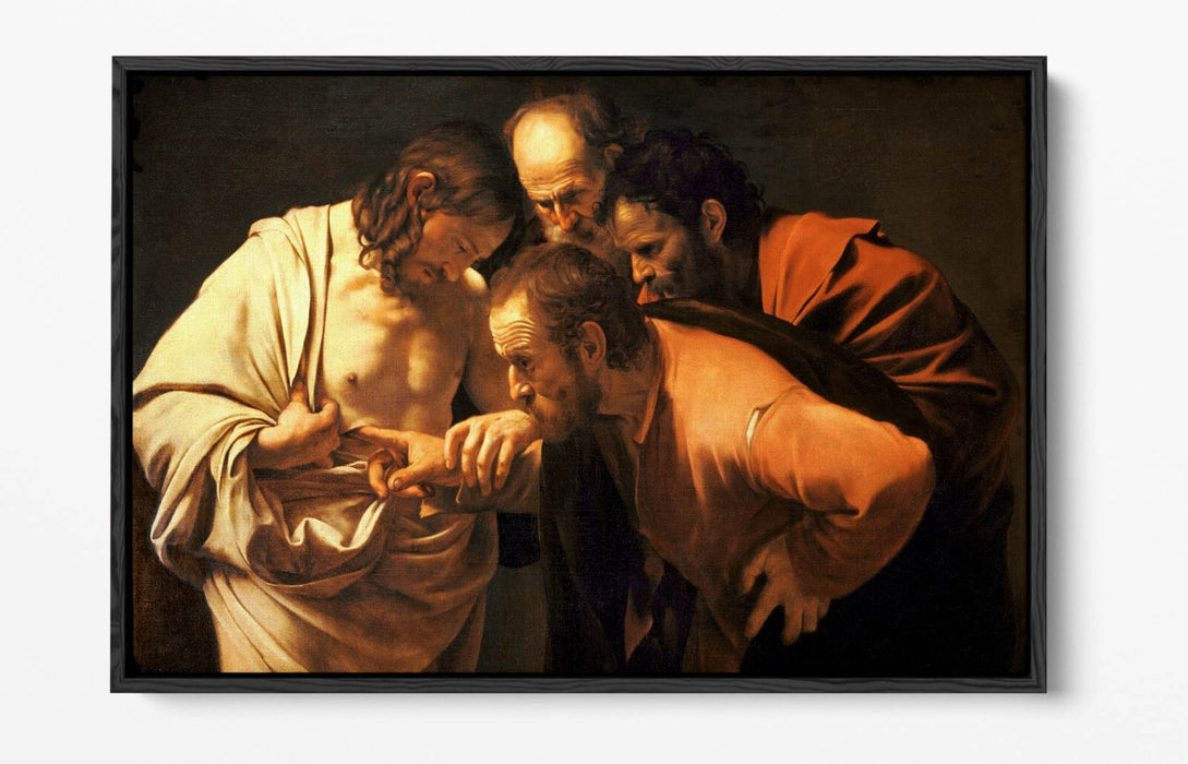 CARAVAGGIO, THE INCREDULITIY OF SAINT THOMAS -FLOAT EFFECT CANVAS WALL ART PRINT