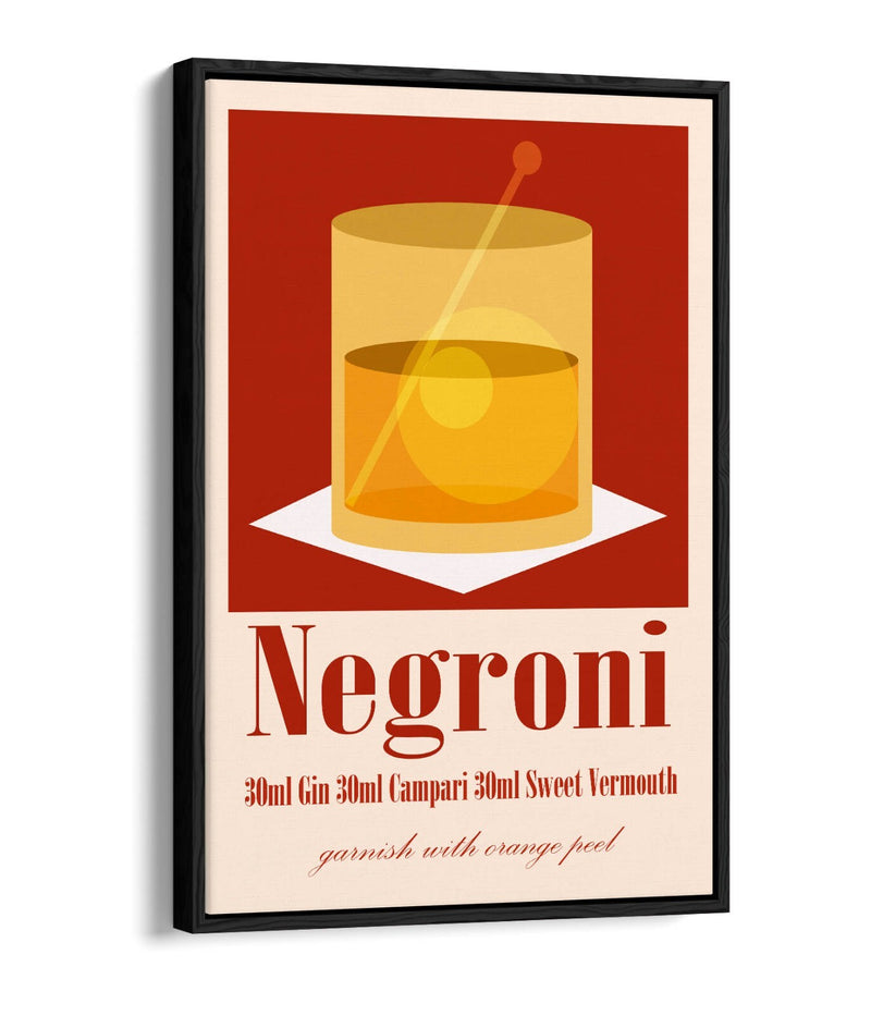Negroni Cocktail Poster - Modern Canvas Wall Art | Float Effect, Vibrant Color Print