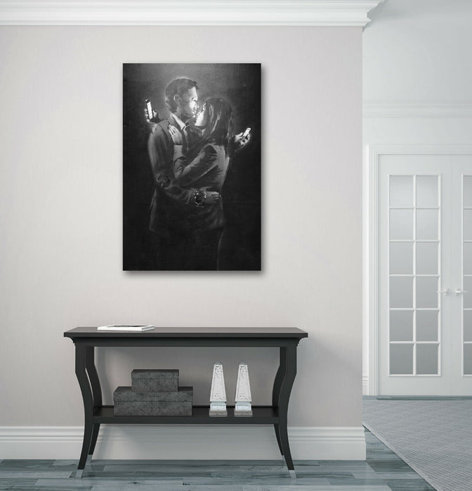 MOBILE LOVERS PORTRAIT -  CANVAS STREET WALL ART PRINT ARTWORK BANKSY STYLE
