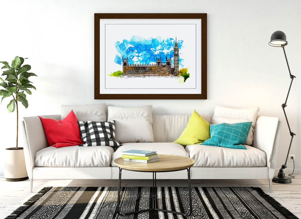 Westminster Abbey Wall Art – London Framed Poster With Watercolour Print