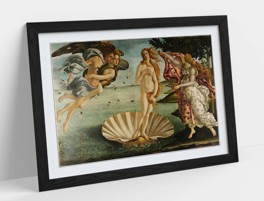 Framed Wall Art - Sandro Botticelli Birth Of Venus Print With Wood Grain Frame