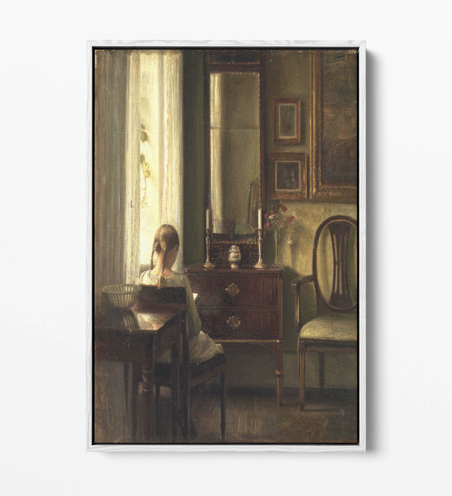 CARL HOLSOE, YOUNG GIRL READING -FLOAT EFFECT CANVAS WALL ART PIC PRINT