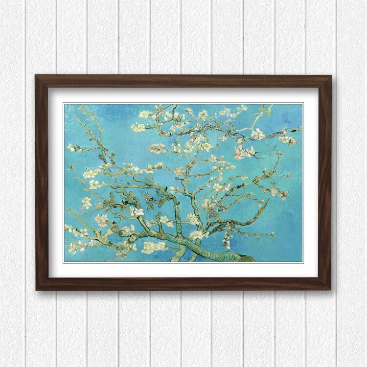 Van Gogh Almond Blossom Art – Framed Wall Art Poster With Woodgrain Frame