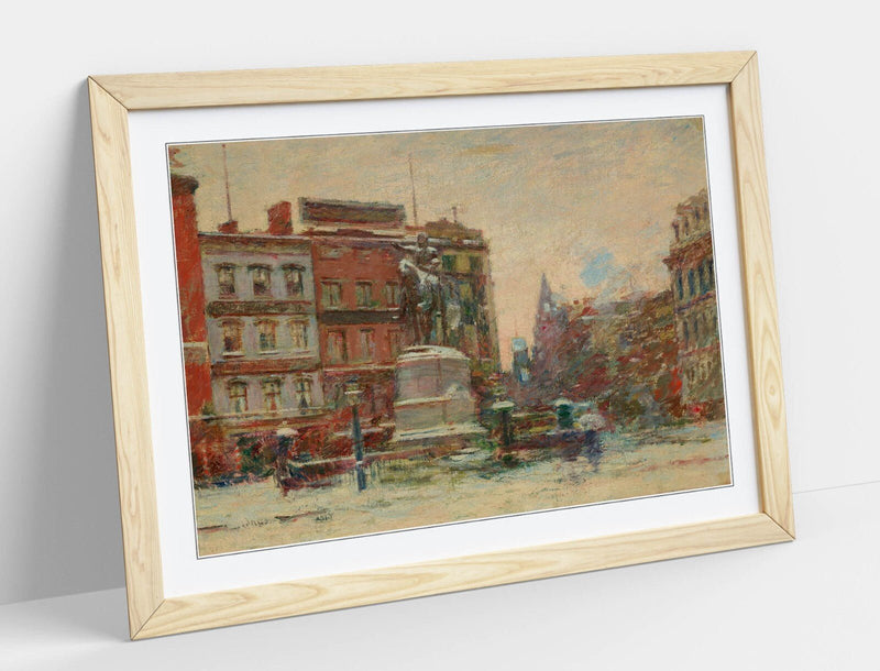 Framed Wall Art Poster – Theodore Robinson Union Square Winter Painting Print
