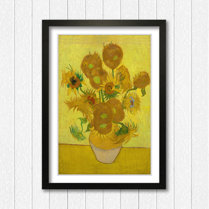Van Gogh Sunflowers Poster - Framed Wall Art Print With Woodgrain Frame Finish