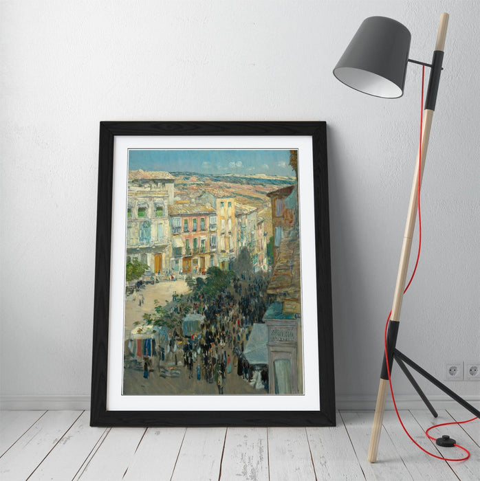Framed Wall Art - Childe Hassam El Zocodover Toledo Spain Poster Print with Wood Grain Frame