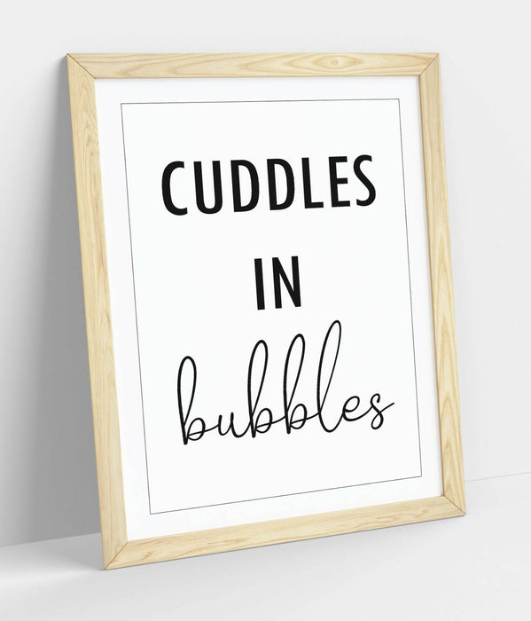"CUDDLES IN BUBBLES" BATHROOM LOVE QUOTE HOME -FRAMED WALL ART PICTURE PRINT