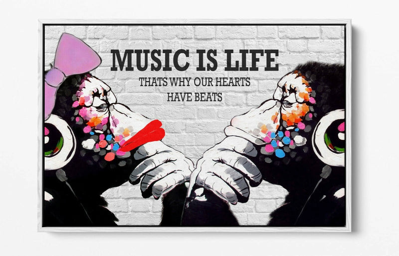 Banksy Canvas Wall Art - Float Effect Canvas Wall Print With Premium Varnish Finish