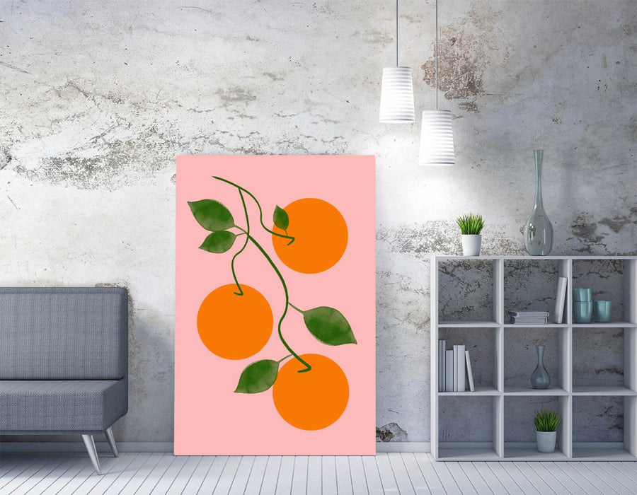 ORANGES ON VINE TRENDY MINIMALIST KITCHEN DECOR -CANVAS WALL ART PICTURE PRINT