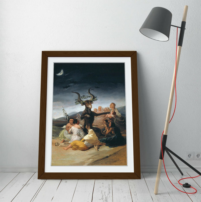 Goya Witches Sabbath Poster – Handmade Framed Art Print With Natural Wood Frame