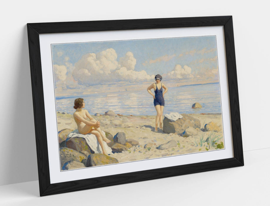 Framed Wall Art – Paul Fischer On The Beach Poster Print | Handmade UK Woodgrain Frame