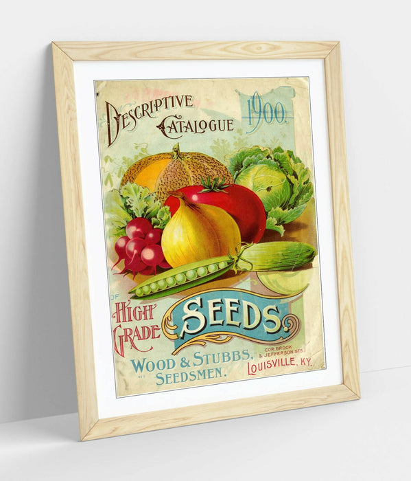 QUIRKY VINTAGE SEEDS ADVERTISEMENT ART POSTER -FRAMED WALL ART PICTURE PRINT