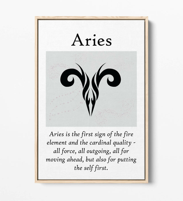 ARIES STAR SIGN ZODIAC ASTROLOGY QUOTE -FLOAT EFFECT CANVAS WALL ART PRINT