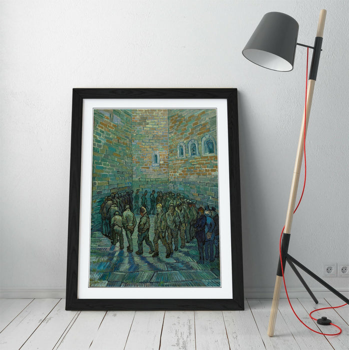 VAN GOGH PRISONERS' ROUND -ART FRAMED POSTER PICTURE PRINT ARTWORK- GREEN BLUE