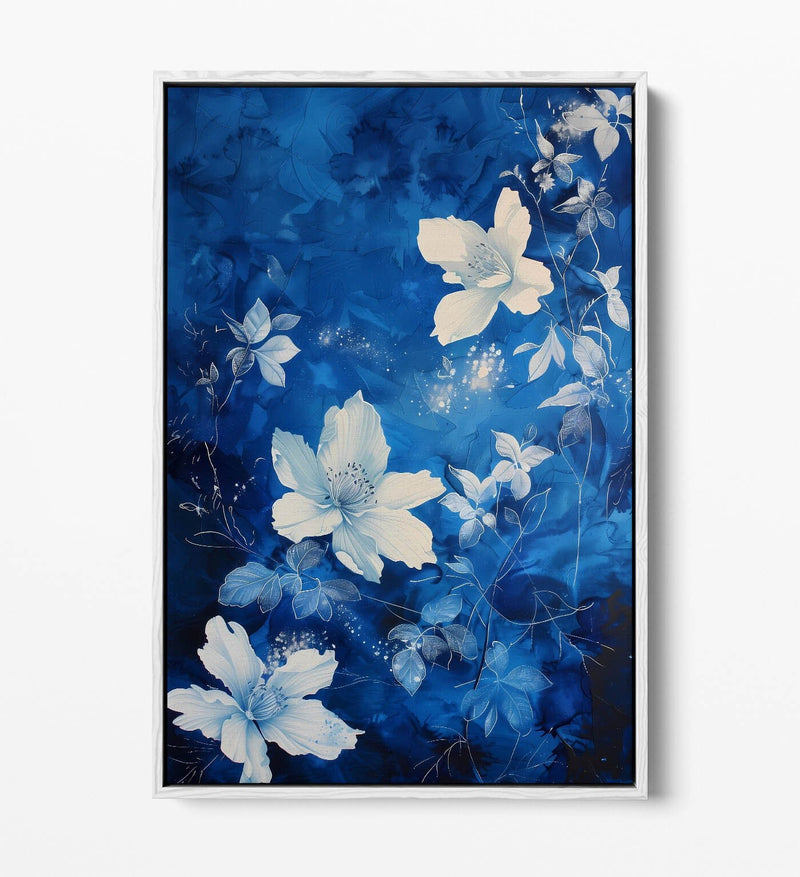 Canvas Art Print – Blue Flower Canvas With Float Effect Frame | Handmade UK
