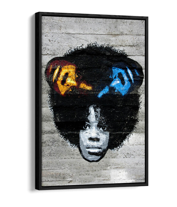 Canvas Wall Art Print - Multicolour Graffiti Black Woman | Float Effect, Premium Varnish Finish